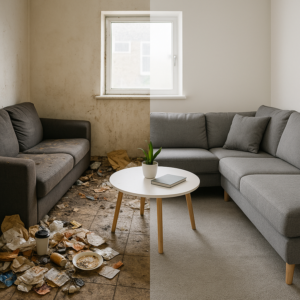 Avant/après d’une remise en état extrême d’un logement insalubre par TERAS